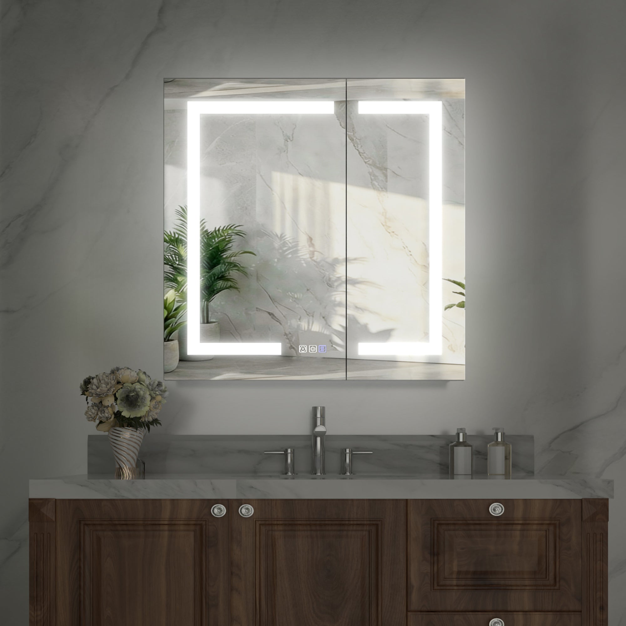30x30 LED Medicine Mirror Cabinet with Mirror